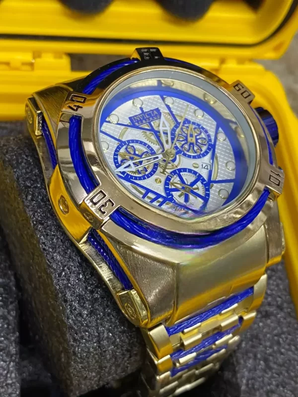 Relógio Masculino Invicta Zeus X Dourado Branco pulseira de aço