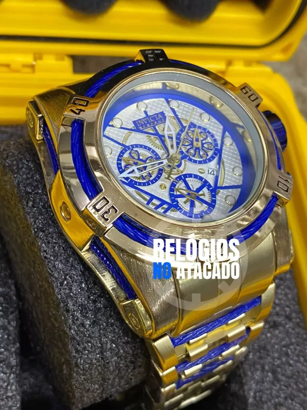 Relógio Masculino Invicta Zeus X Dourado Branco pulseira de aço - Image 3